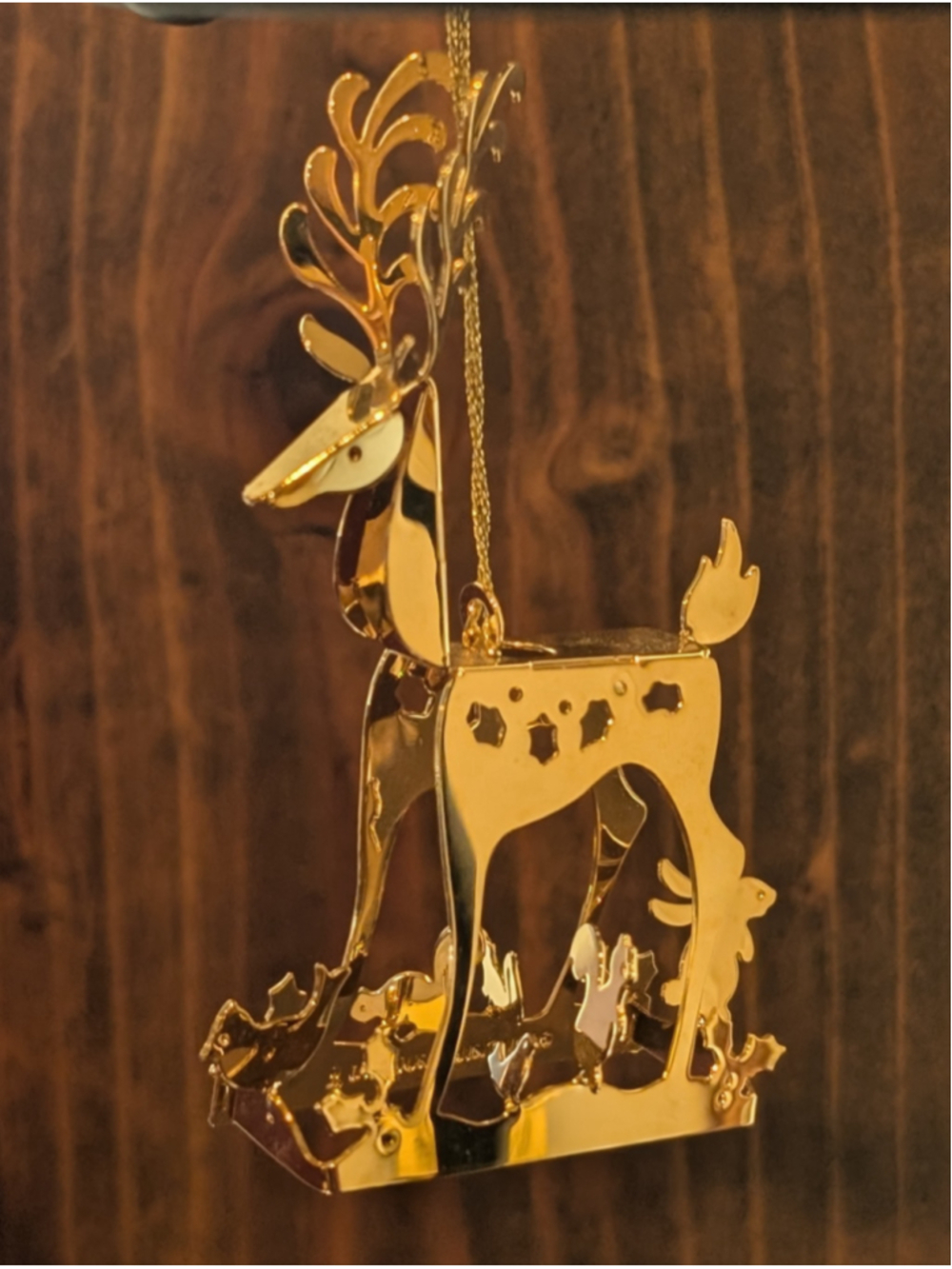 Vintage "Stag" Intricate 3D Gold Plated Holiday Ornament, Danbury Mint 1991